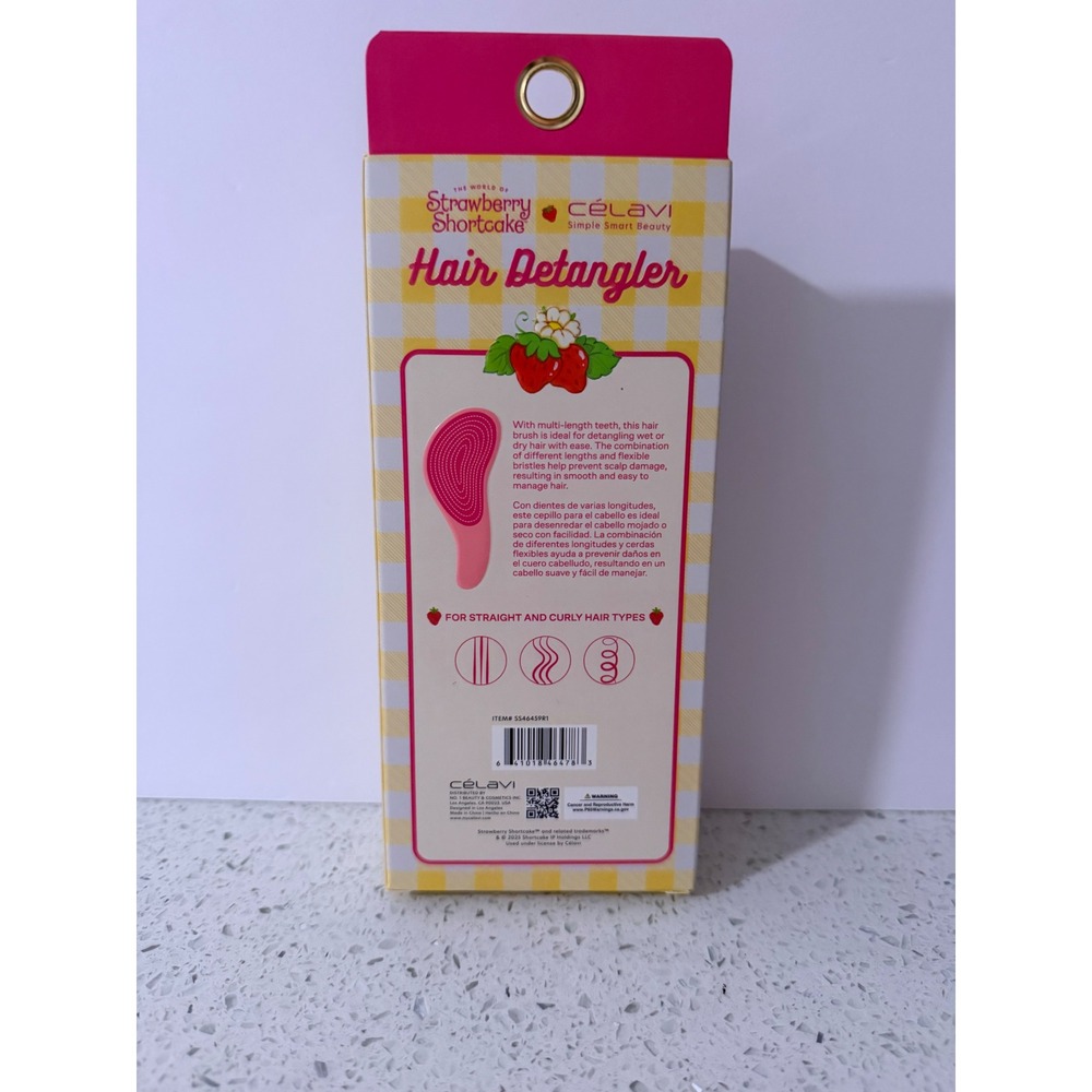 Strawberry Shortcake Celavi Hair Detangler Brush Pink Ergonomic SS46459R1 NEW - Picture 2 of 2